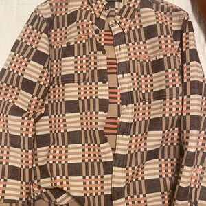 Jacquard Plaid Button-Up Shirt